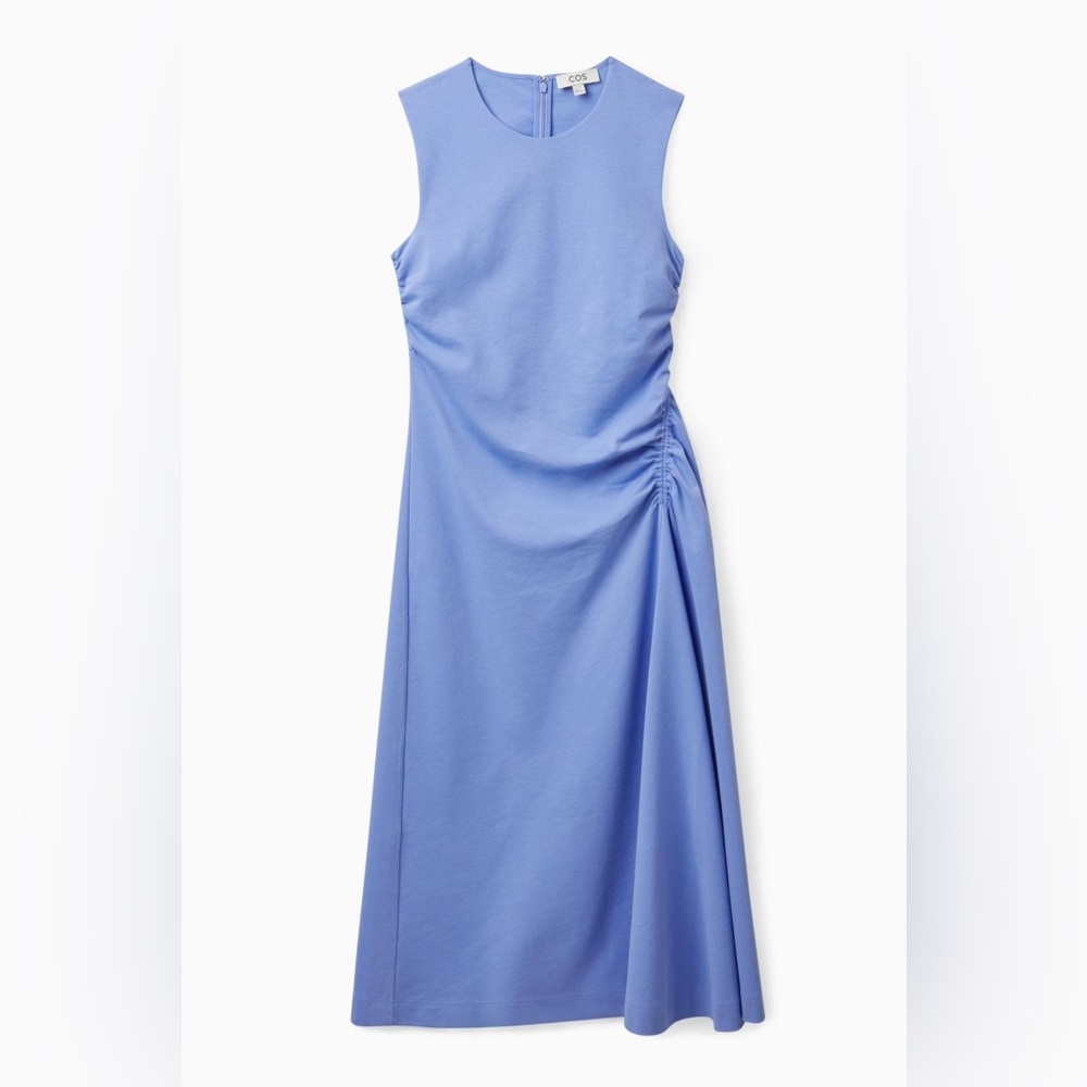 COS gathered midi dress (blue, medium) NWT